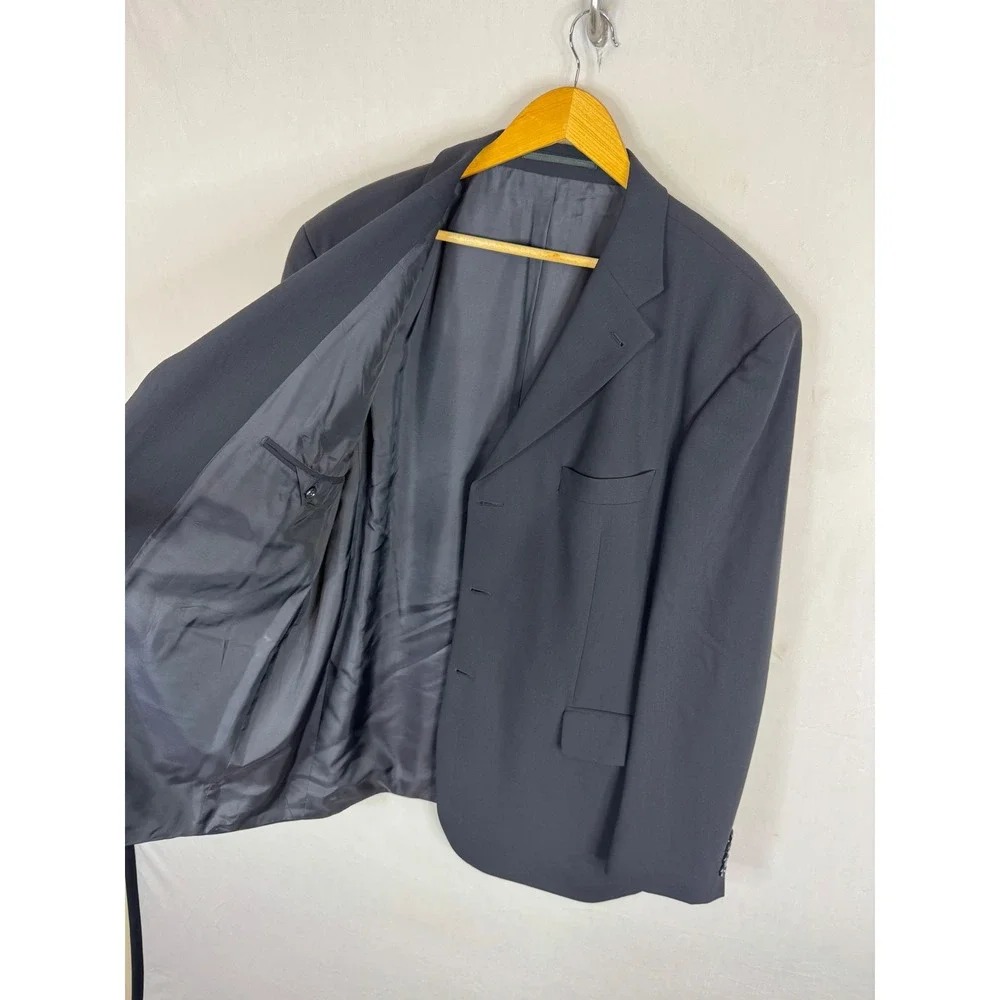 Strellson Novara-Luigi Mens 46 Black 100% Virgin Wool 3-Button Blazer Jacket